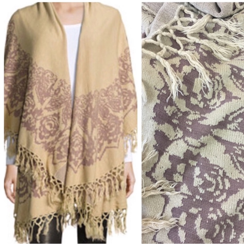 NWT Raj Lotus Poncho Paisley Pixel Kimono Sweater